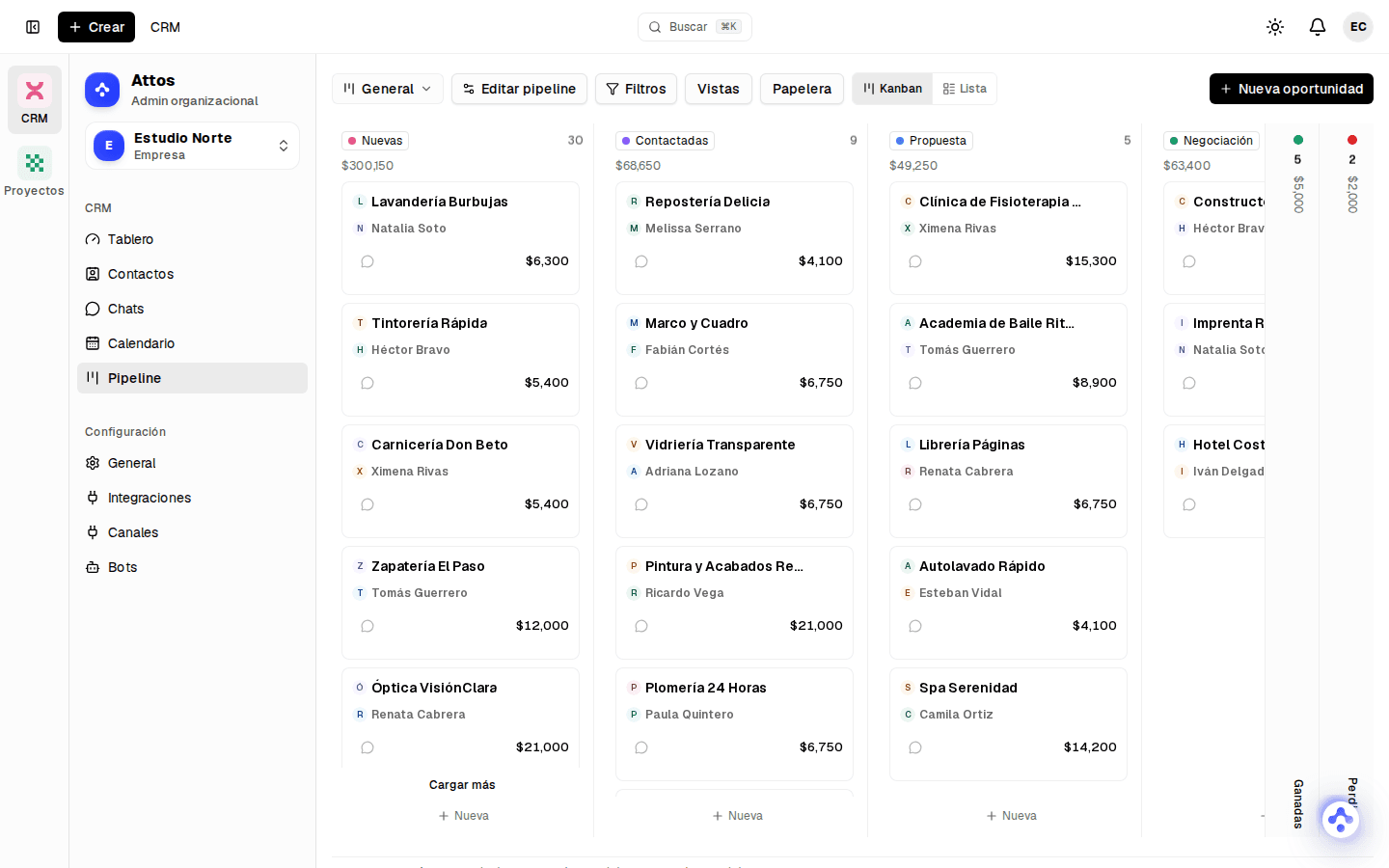 Captura de CRM en Attos
