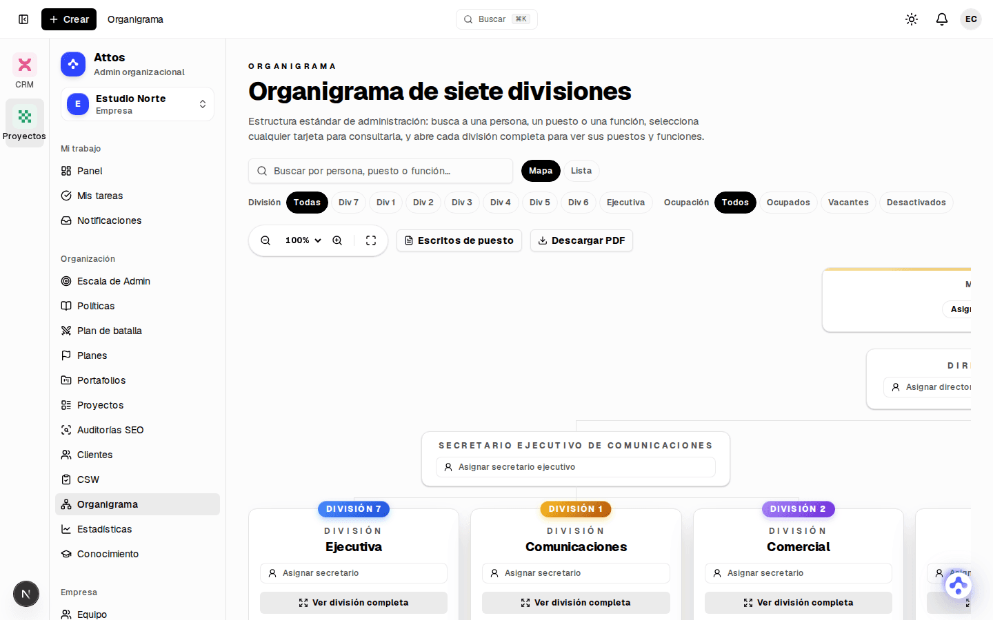 Captura de Dirección de la empresa en Attos